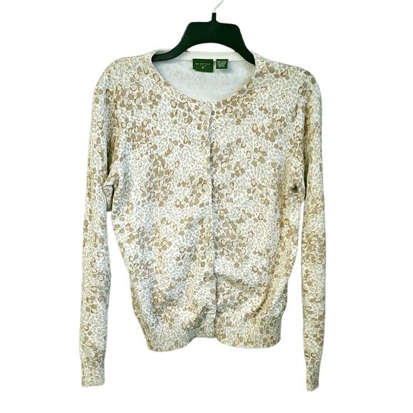 Mountain Lake Cheetah Print Cardigan Sweater Womens Size M Tan Brown Long Sleeve - Picture 1 of 6